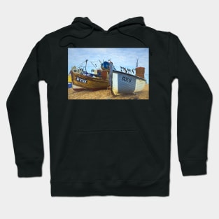 Fishing Boats On The Beach Digital Art Hoodie